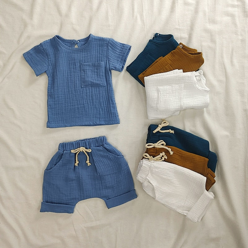 Organic Cotton Baby Clothes Set Summer Casual Tops Shorts