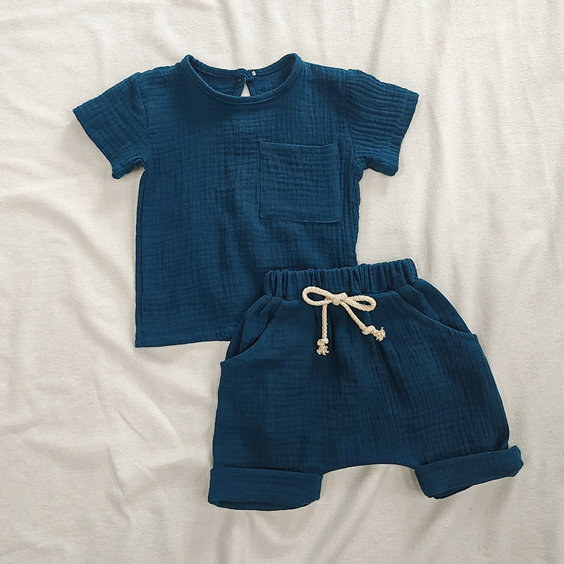 Organic Cotton Baby Clothes Set Summer Casual Tops Shorts