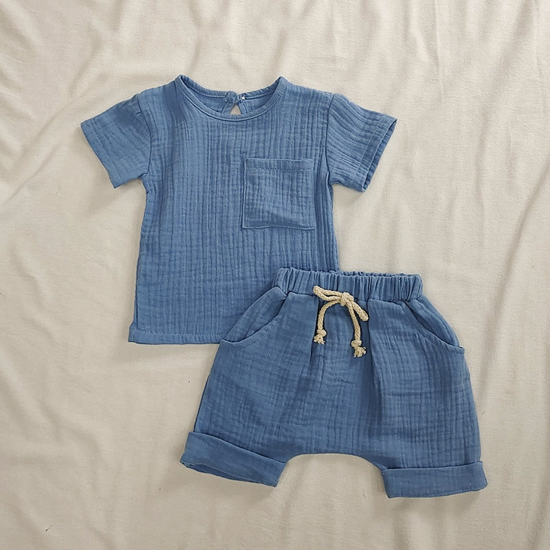 Organic Cotton Baby Clothes Set Summer Casual Tops Shorts