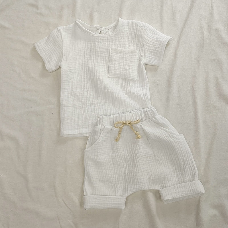 Organic Cotton Baby Clothes Set Summer Casual Tops Shorts