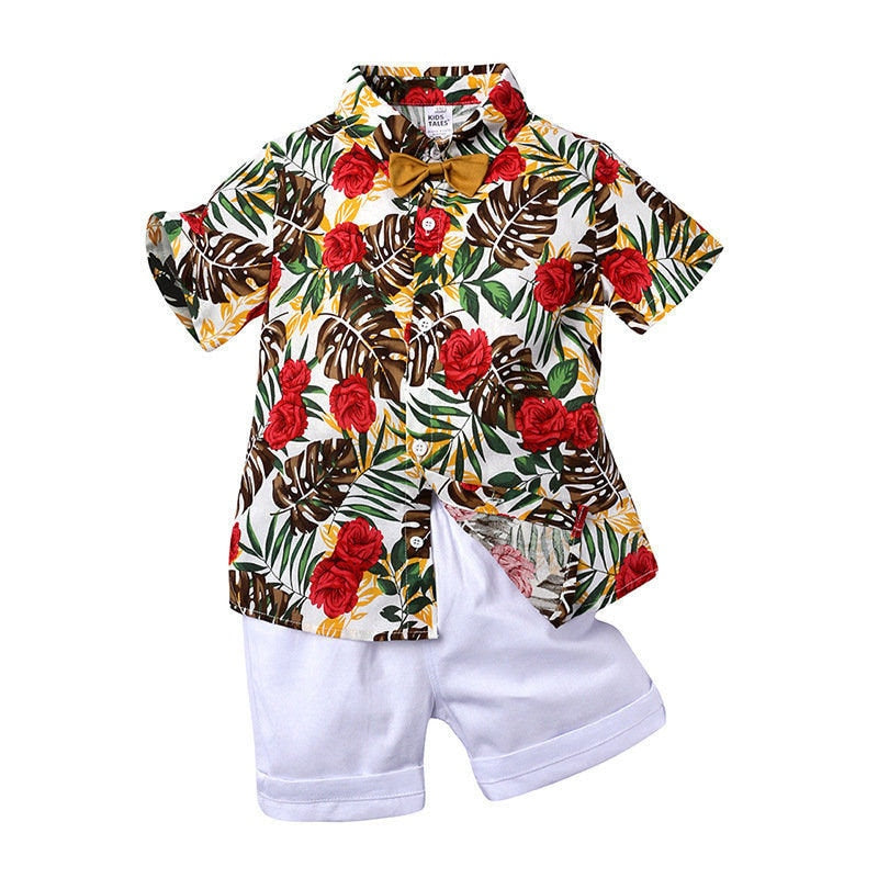 Summer Baby Boys Clothes Woven Cotton Beach Wear Suit Short