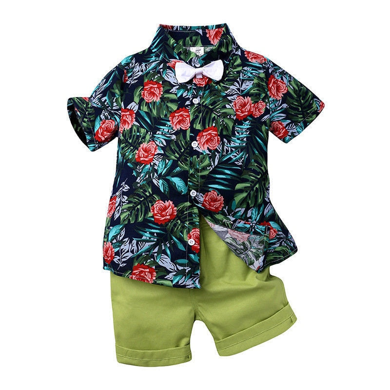 Summer Baby Boys Clothes Woven Cotton Beach Wear Suit Short