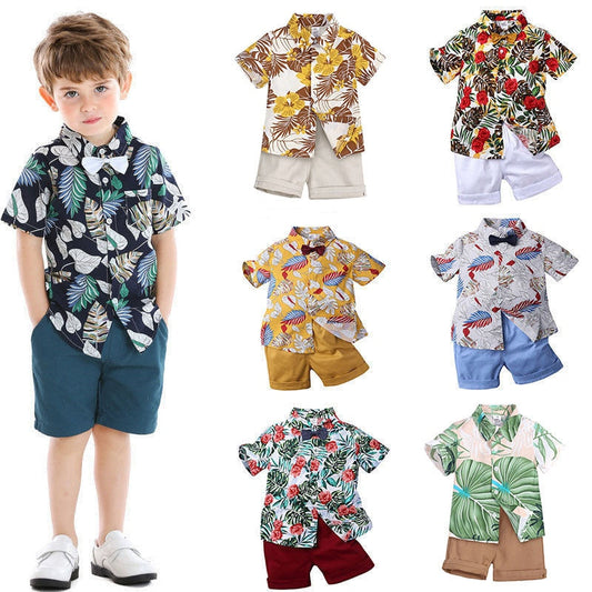 Summer Baby Boys Clothes Woven Cotton Beach Wear Suit Short