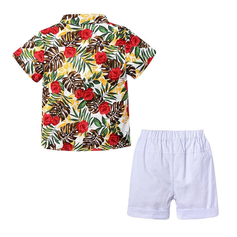 Summer Baby Boys Clothes Woven Cotton Beach Wear Suit Short