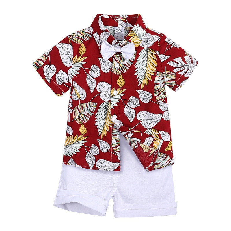 Summer Baby Boys Clothes Woven Cotton Beach Wear Suit Short