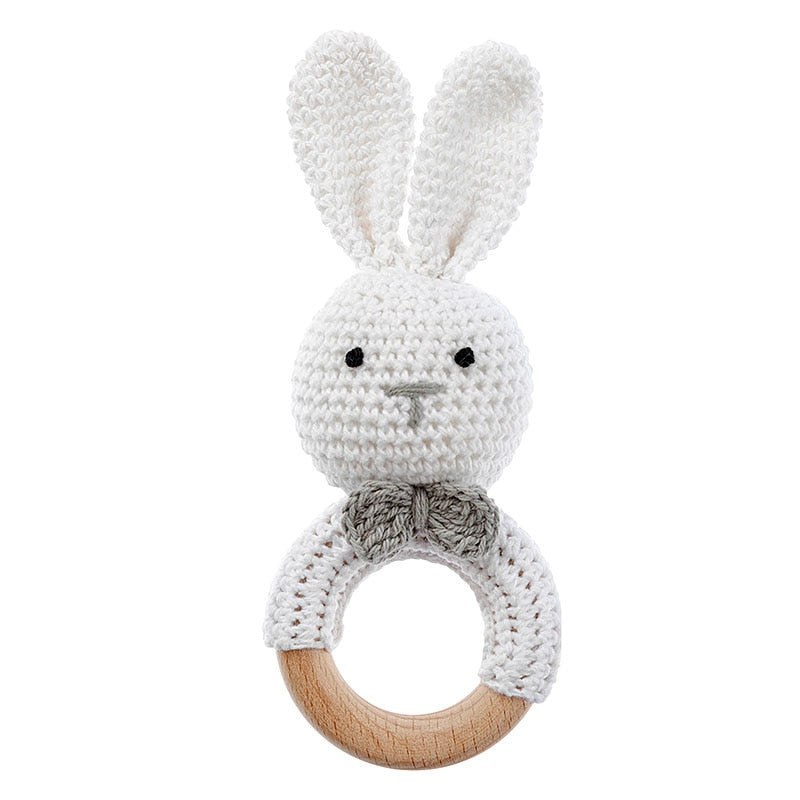 TYRY.HU Baby Small Rabbit Wood Rattle Wooden Teether Mobile