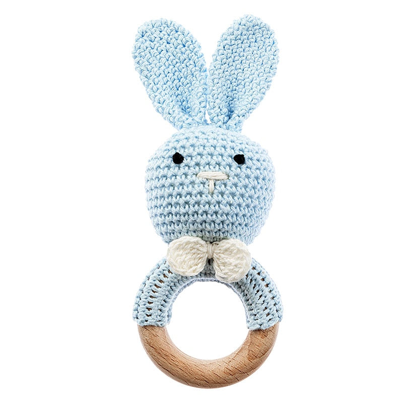 TYRY.HU Baby Small Rabbit Wood Rattle Wooden Teether Mobile