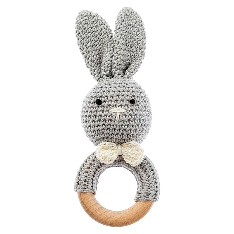 TYRY.HU Baby Small Rabbit Wood Rattle Wooden Teether Mobile