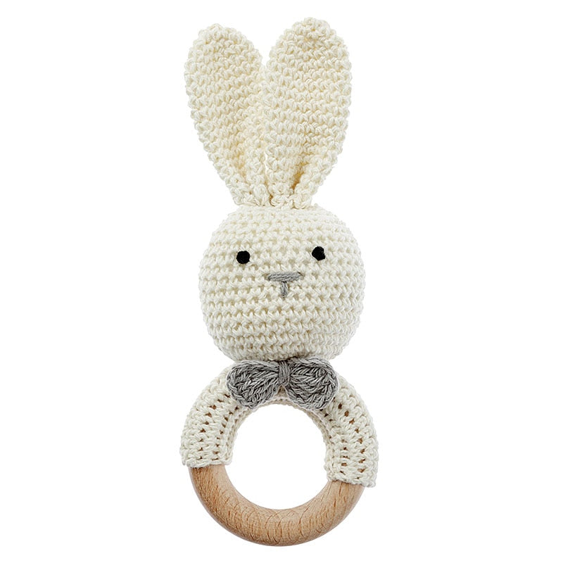 TYRY.HU Baby Small Rabbit Wood Rattle Wooden Teether Mobile