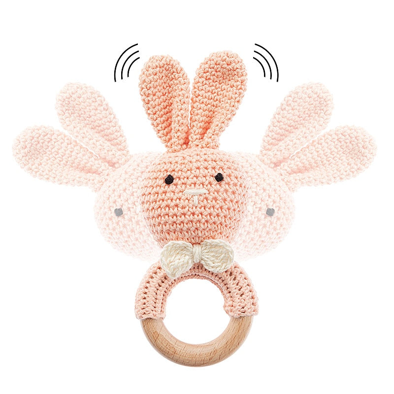 TYRY.HU Baby Small Rabbit Wood Rattle Wooden Teether Mobile