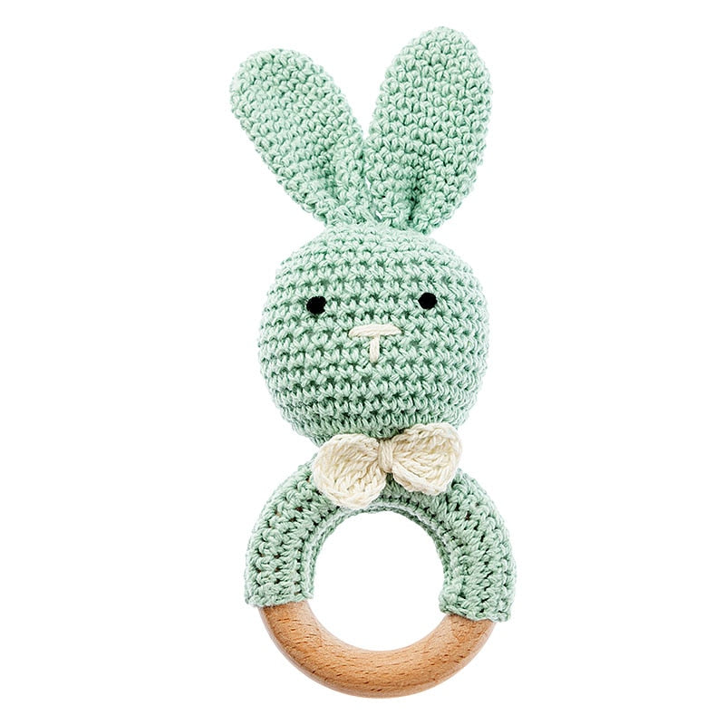 TYRY.HU Baby Small Rabbit Wood Rattle Wooden Teether Mobile