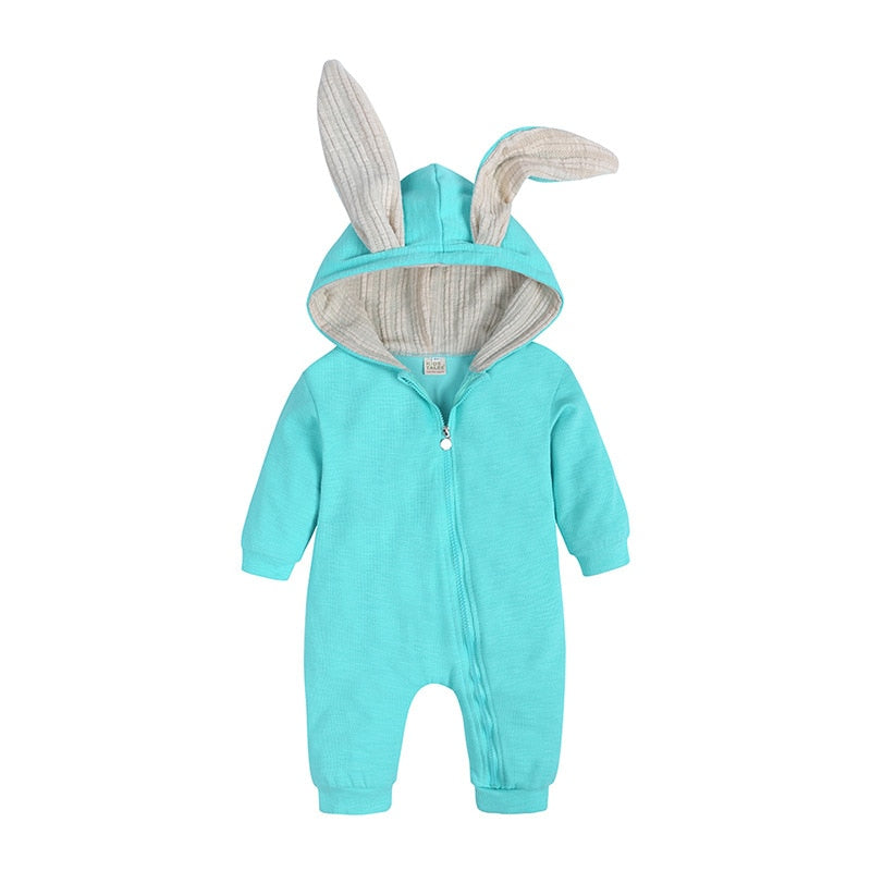 Winter Rompers Warm Rabbit Ear Baby Romper Fleece Jumpsuit