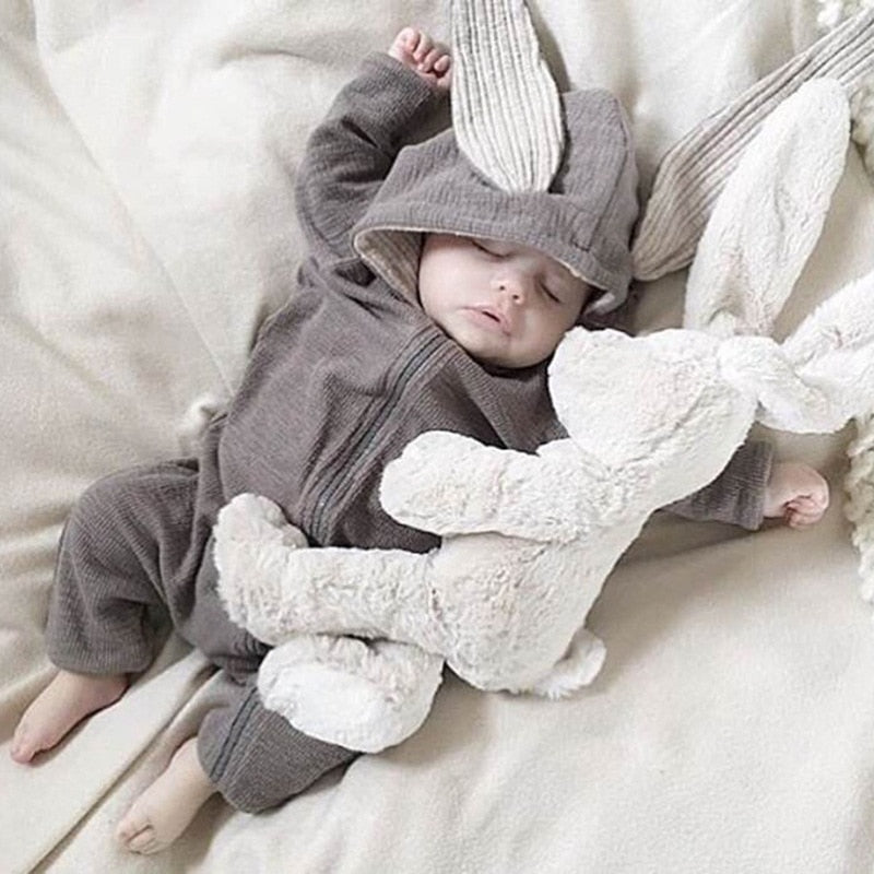 Winter Rompers Warm Rabbit Ear Baby Romper Fleece Jumpsuit