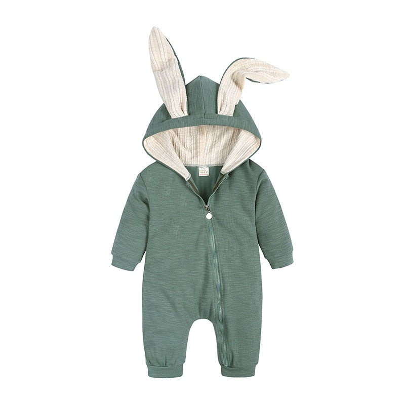 Winter Rompers Warm Rabbit Ear Baby Romper Fleece Jumpsuit