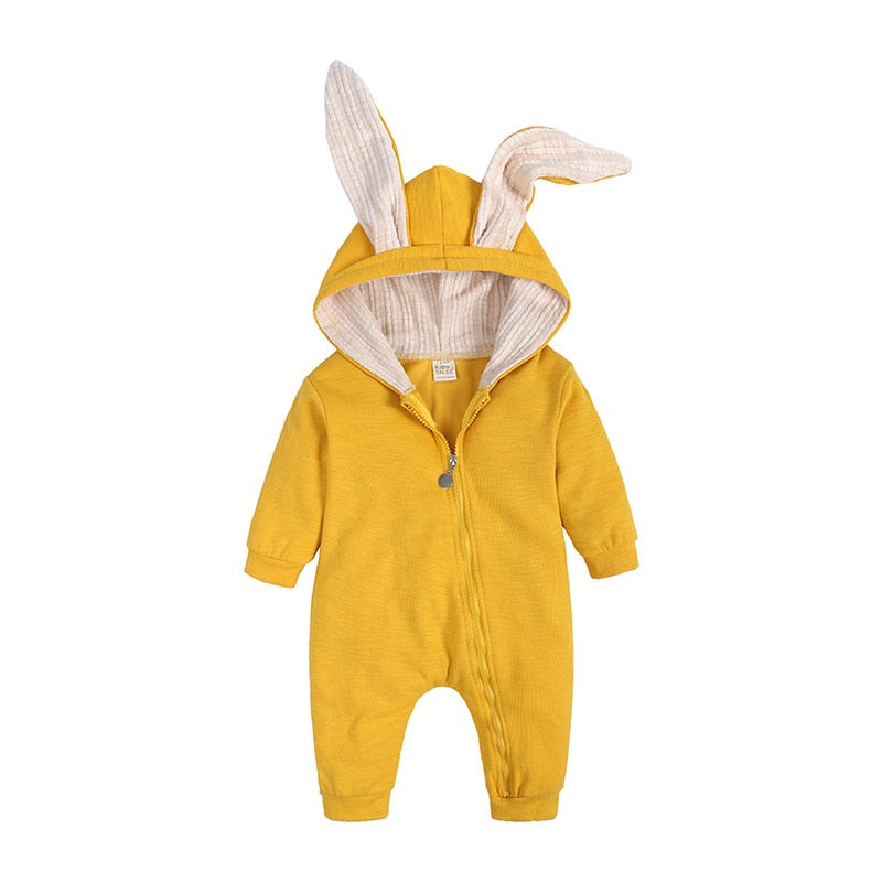 Winter Rompers Warm Rabbit Ear Baby Romper Fleece Jumpsuit