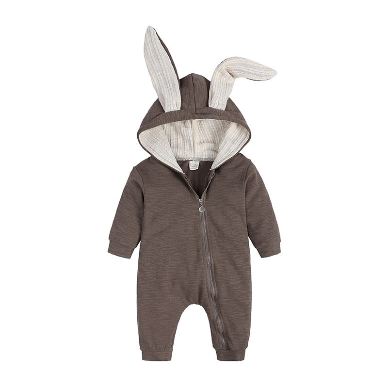 Winter Rompers Warm Rabbit Ear Baby Romper Fleece Jumpsuit